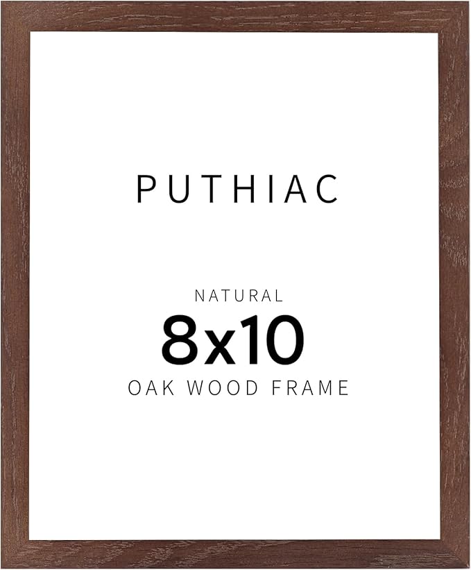 puthiac Walnut Wood Picture Frame, 8x10 inches, 1 Pack, Natural Solid Wooden Frame for Wall Art Photo and Prints
