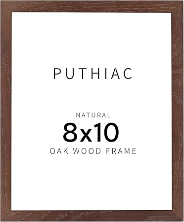 puthiac Walnut Wood Picture Frame, 8x10 inches, 1 Pack, Natural Solid Wooden Frame for Wall Art Photo and Prints