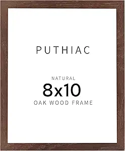puthiac Walnut Wood Picture Frame, 8x10 inches, 1 Pack, Natural Solid Wooden Frame for Wall Art Photo and Prints