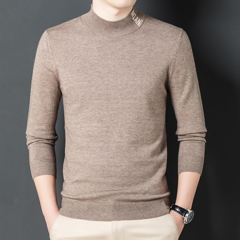Alloaone Men Knit Pullover Half Turtleneck Knitted Sweater Designer Aesthetic Plain Trendy Jumper4