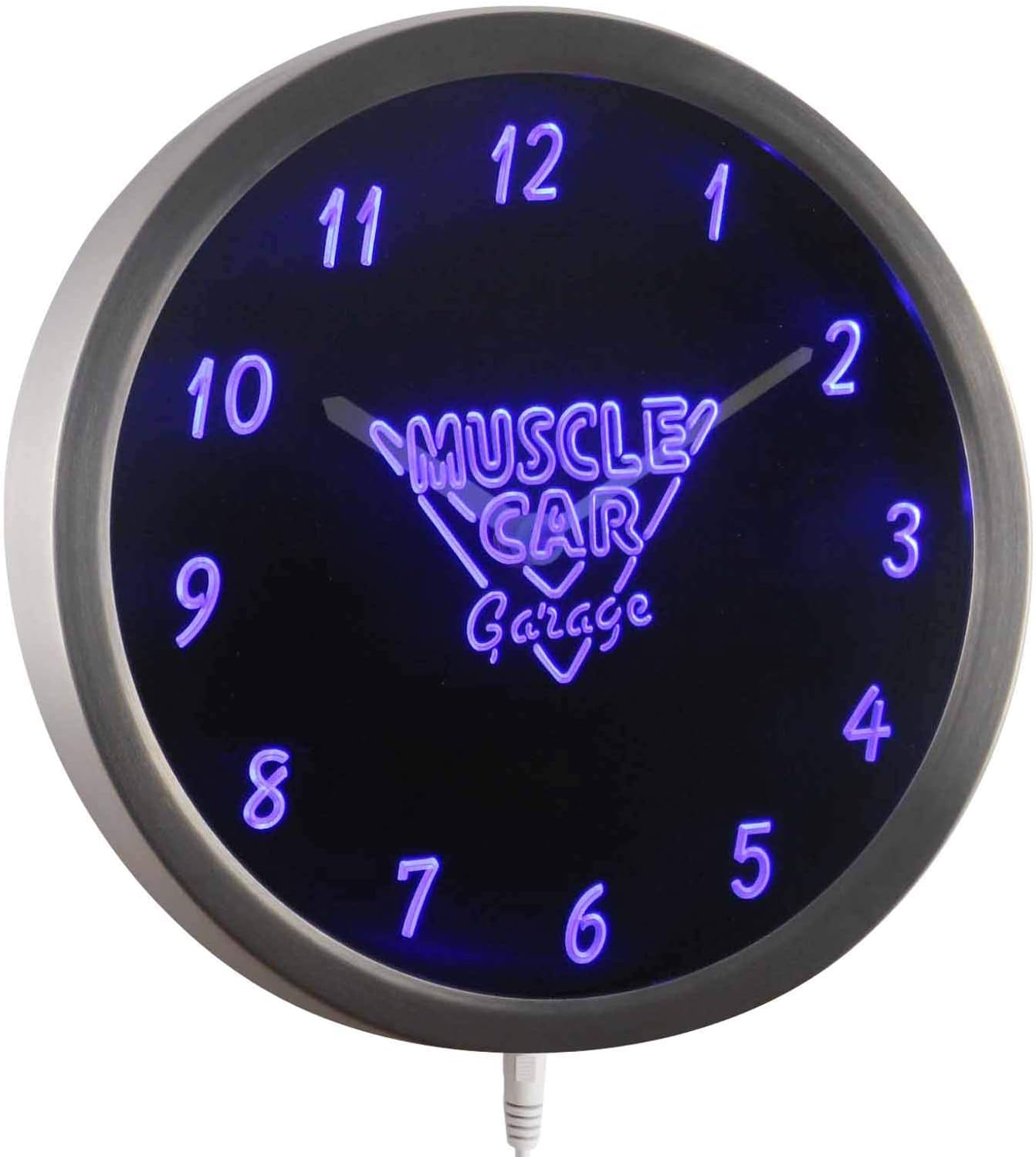 ADVPRO nc0943-b Muscle Car Garage Man Cave Neon Sign LED Wall Clock