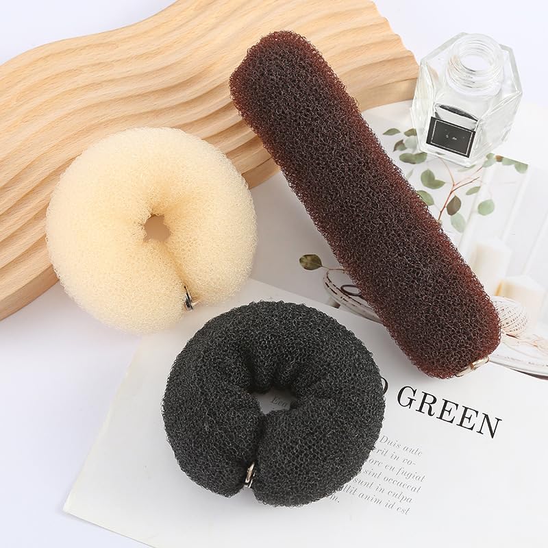 2 Pcs Magic Bun Maker Hair Styling Styler Hair Donut Ring Styler Hair Bun Maker Twist Ring Former Shaper Sponge Doughnut Donut Bun Shaper Hair Curler(Beige) - Image 3