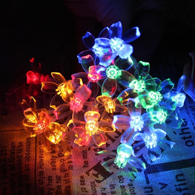 Image of One94Store Silicone Flower String Lights - 14 LED, 3 Meter Multi-Color - Decorative Fairy Lights for Indoor /Outdoor, Garden, Diwali, Christmas, Wedding, Party & Festival Decoration (Pack of 1)
