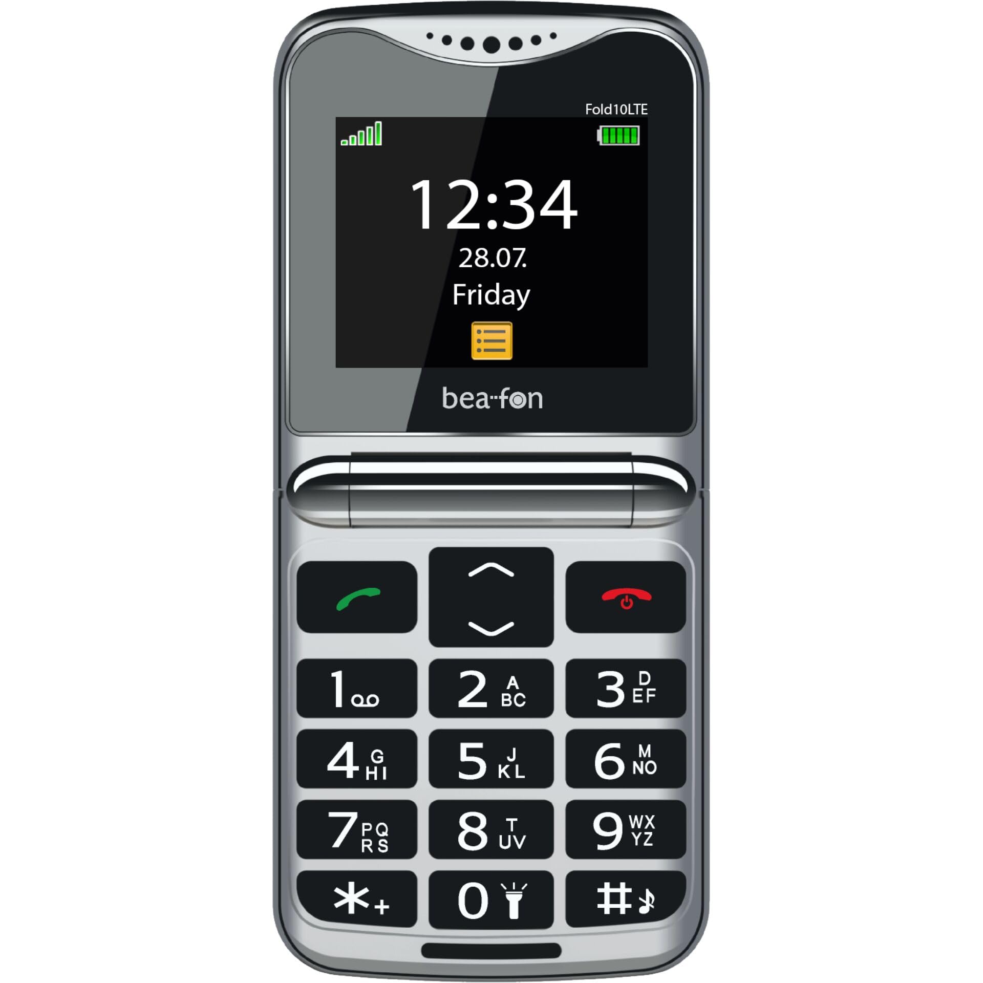 Telefono Cellulare Conchiglia BAR x Anziani Senior Fold10 - Display Grande 2.2", Tasti XL Parlanti, Funzione SOS, Base Ricarica, Volume Alto, Suoneria Forte, HAC M4/T4, Dual Screen, Ottimo Dumb Phone