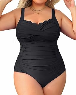 Womens Plus Size One Piece Swimsuit- Tummy Control Bathing Suit Full Cov...