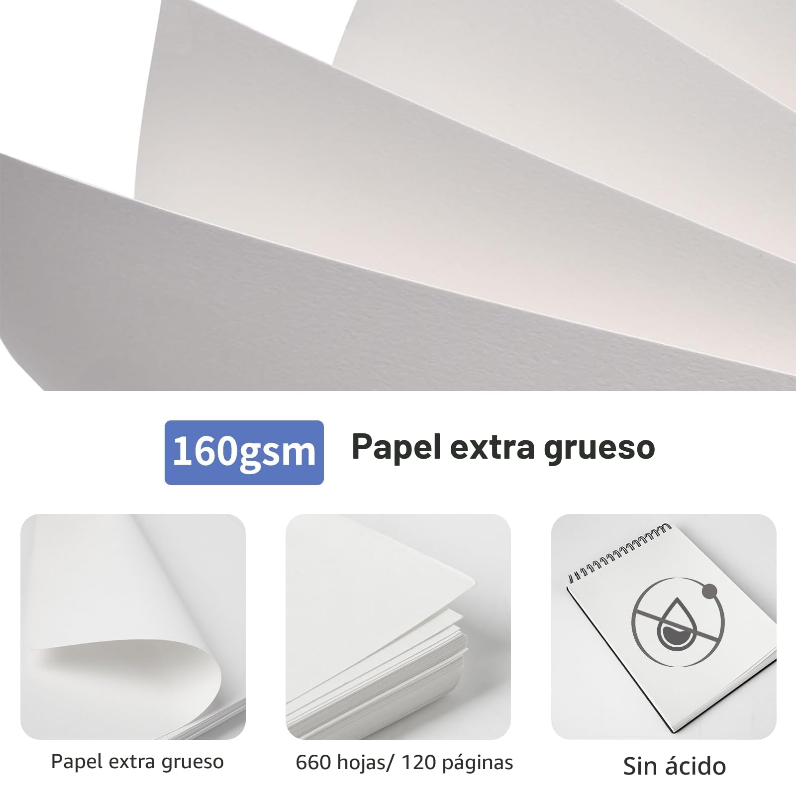 120 Páginas/60 Hojas Cuadernos de Bocetos A4,sketchbook - Bloc de Dibujo - con cartón duradero - ideal para dibujar y dibujar en estudios, escuelas o hogares