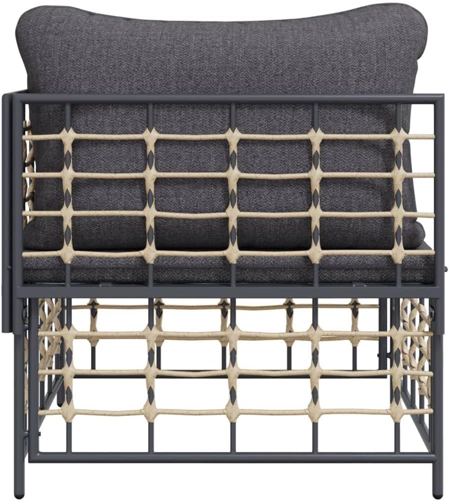 Patio Corner Sofa with Dark Gray Cushions Poly Rattan,Weight:27.34lbs,364134