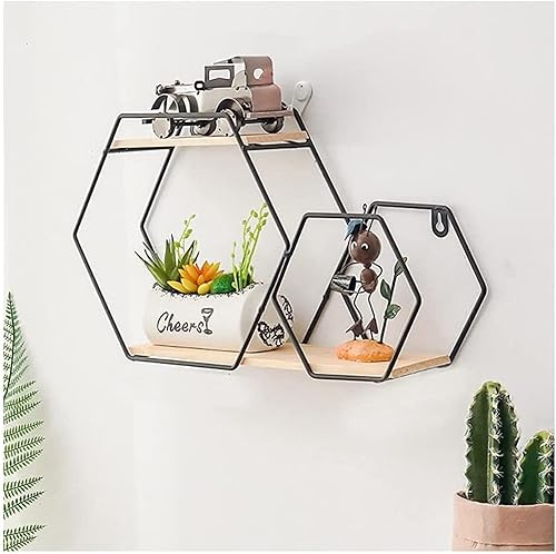 Polygon Circle Geometric Wall Shelf,Decorative Storage Floating Shelves,Rustic and Farmhouse Home Decor Hanging Storage Shelf,Display Shelf for