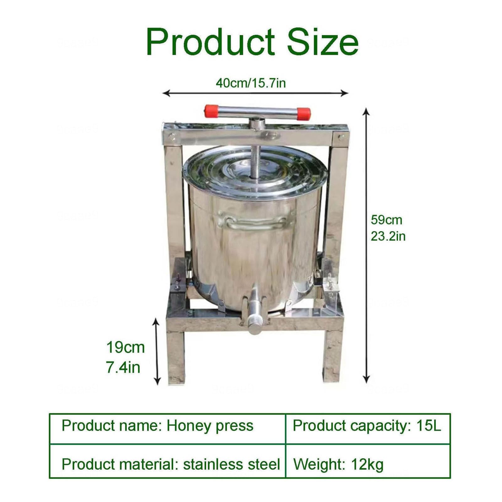 Estrattore Manuale per Miele Pressa per miele in acciaio inox manual honey press extractor Attrezzatura apicoltura per Uva Frutta e Verdura Uso Domestico