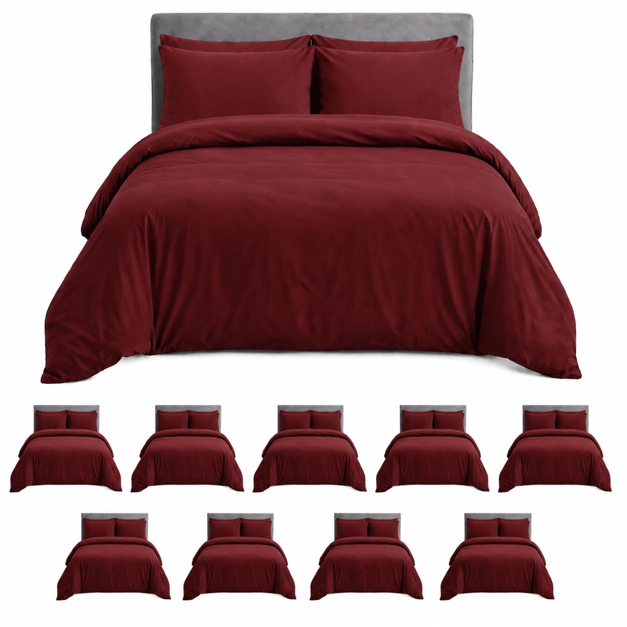 MOONLIGHT20015 King Size Duvet Cover Sets Pack of 10, Burgundy Bedding Sets