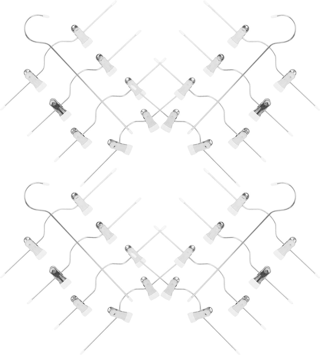 CALLARON 4-Tier Multi-Function Pants Hangers with Clips Space-Saving Non-Slip Skirt and Trousers Organizer for Closet Storage White