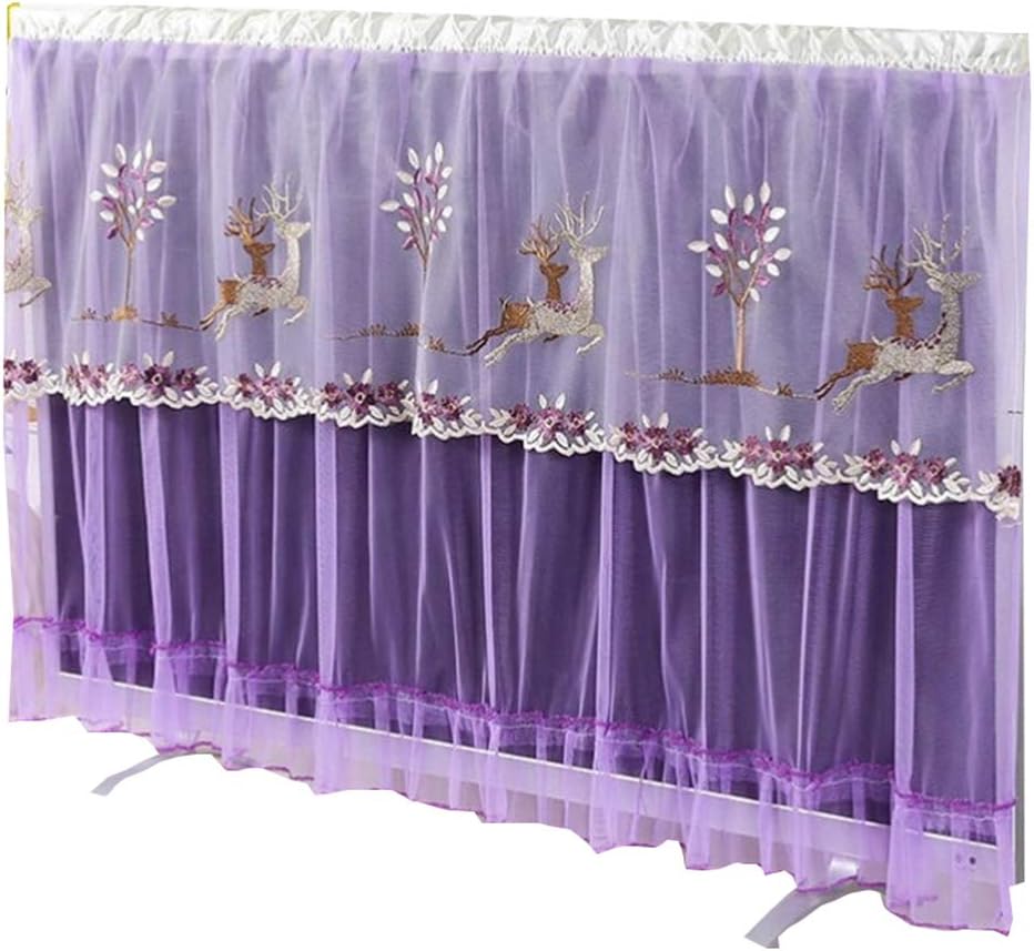 Creative Desktop Hanging Type Universal LCD TV Cover 55 Inch Lace Fabric Television Set TV Cover(Size: 50 in Color: Purple) (Purple 65 in)