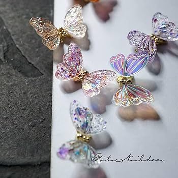 Amazon.com: 8 Pcs New 3D Butterfly Nail Accessories Shining