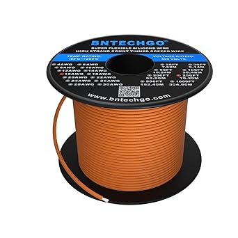 BNTECHGO 16 Gauge Silicone wire spool 250 ft Orange Flexible 16 AWG Stranded Tinned Copper Wire