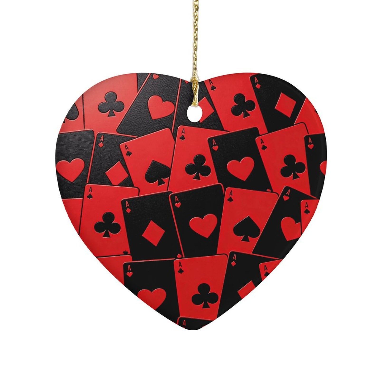 Fekiloot Style Playing Cards Red Black Ace Ceramic Ornament Home Decor Keepsake