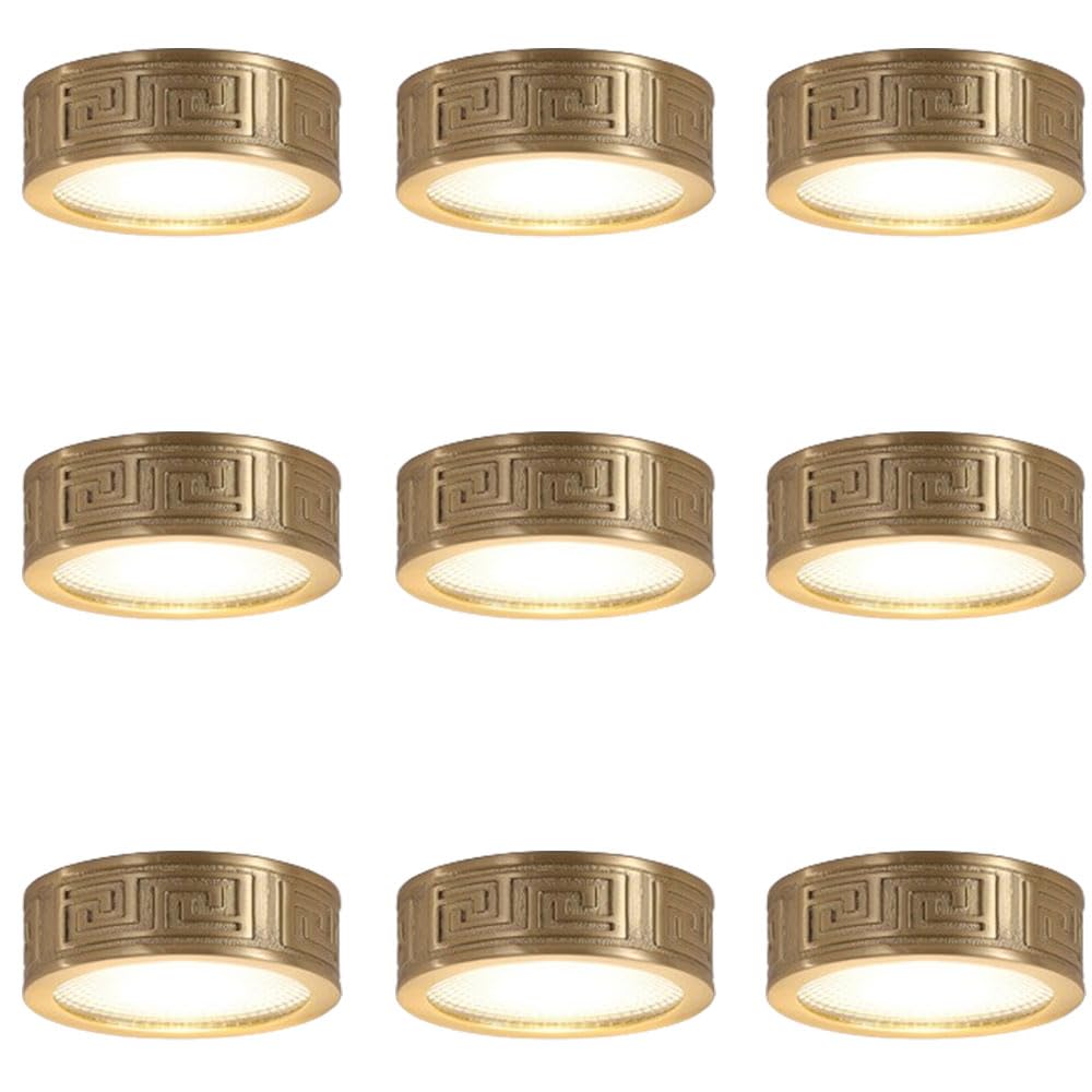 JKJZSALJ 9Pcs Led Spotlight Mounted Spotlight Lamp Cob Ceiling Lights 5W Room Surface Mounted Adjustable Gimbal Retrofit Spotlight Recessed 3000K/Warm Light,Brass