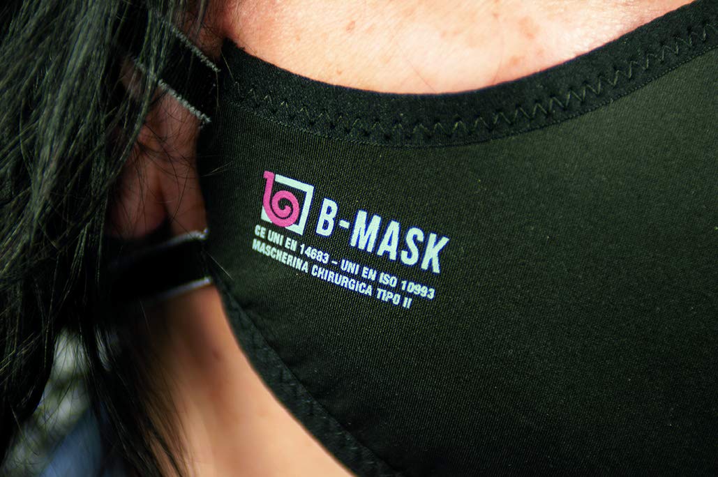 MANIFATTURA BERNINA Mascherina certificata B-Mask tessuto lavabile riutilizzabile batteriostatica EN 14683 100% Made in Italy (DonnaRagazzo)