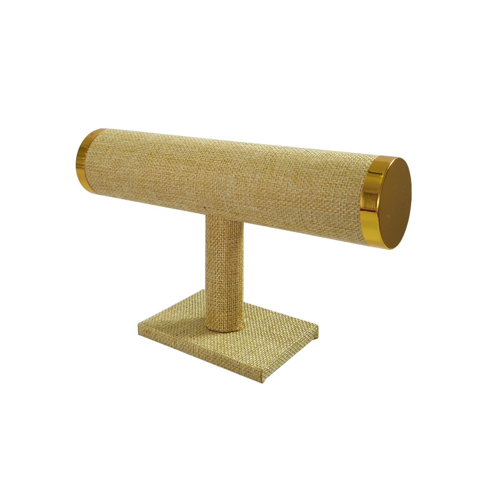 SCIKHEFT Bracelet Holder T Bar Bracelets Holder with Metal Lid Bracelet Stands And Displays for Vendors(Yellow Linen)