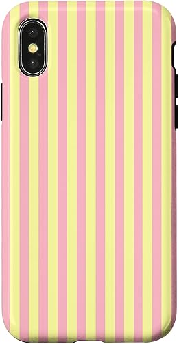 Miniatura 5 de Funda para iPhone 13 con rayas verticales de color amarillo pastel y rosa