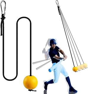 Baseball Softball Batting Trainer – 10.5ft Swing Trainer with Hook & Ball – Solo Hitting Aid for Hand-Eye Coordination, Timing, and Power – Practice Drills for Baseball & Softball Players (All Ages)