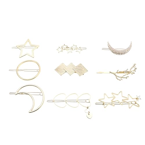 Horquillas para el pelo con diamantes de imitación pasador vintage con diseño de estrella de luna, horquillas para el pelo con forma de corazón y