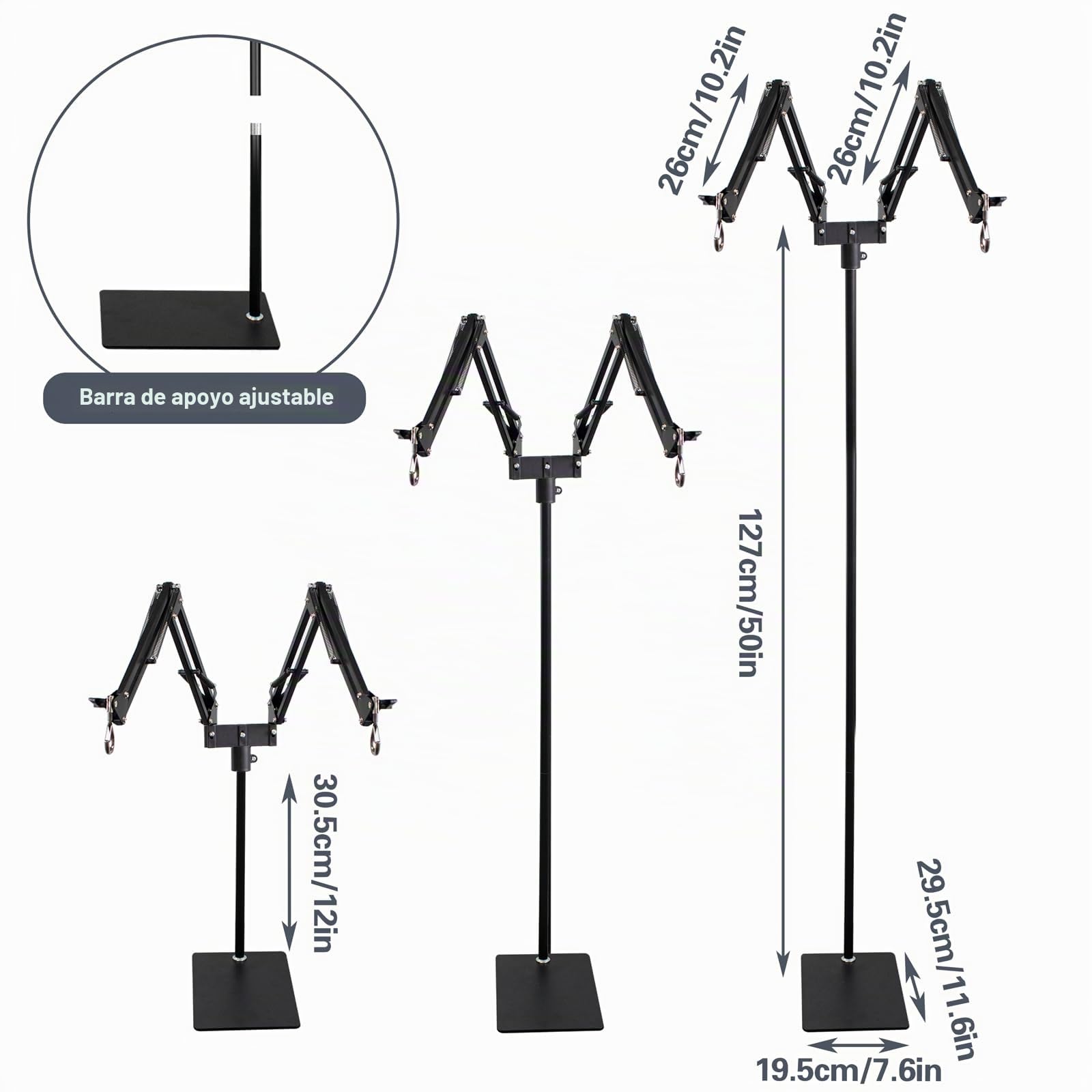 Soporte para lámpara de reptiles Altura Ajustable 39-175 cm Soporte luminoso para terrario para tortugas, arañas, geckos