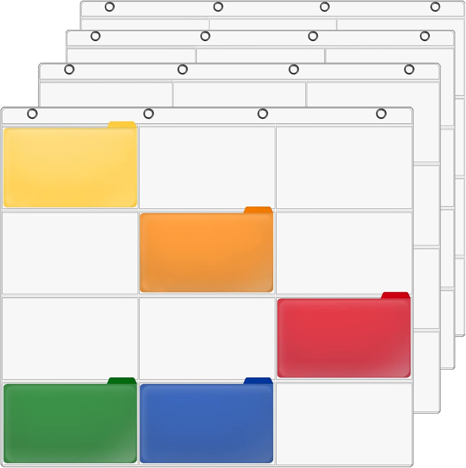 4 Pcs Index Card Holder Sleeve, 4 Rows 3 Cols, 12 Card