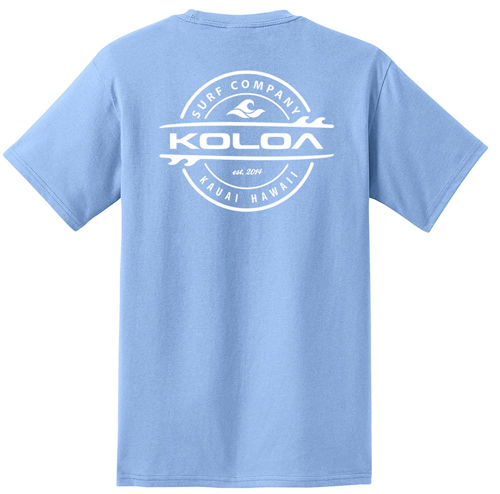 Joe's USA Koloa Men's Pocket T-Shirts 2 Sided Thruster Logo Tees-M-LightBlue/w