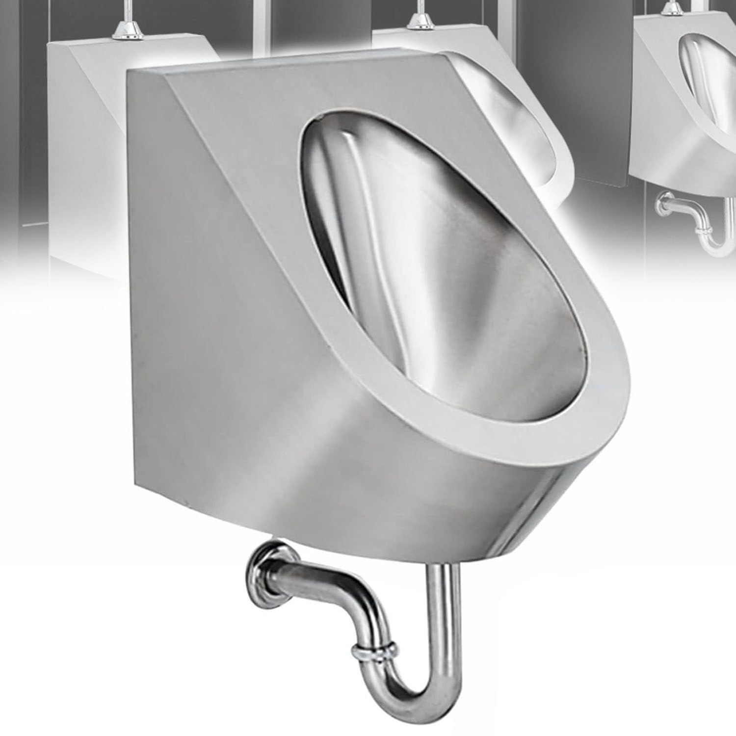 OTQEFTN Household Men's Bathroom Urinal,304 Stainless Steel Urinal,Wall-Mounted Urinal,Washout Urinal,Bathroom Toilet,Commercial Urinals,for Hotel,Bar,Airport,GroundRow