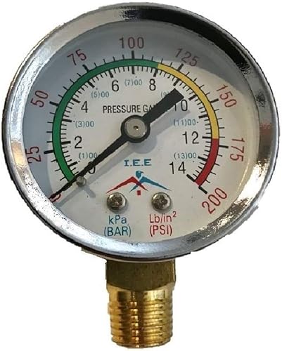 Manómetro de aire para compresor de aire agua aceite gas 2 "dial Montaje lateral 14" npt 0-200 con zona de color