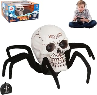 KOOMAL Scary Tarantula Skull Electric Toy, RC Spider Prank Toy with Light Up Eyes, Realistic Movements (Battery Not Included) (Spider)