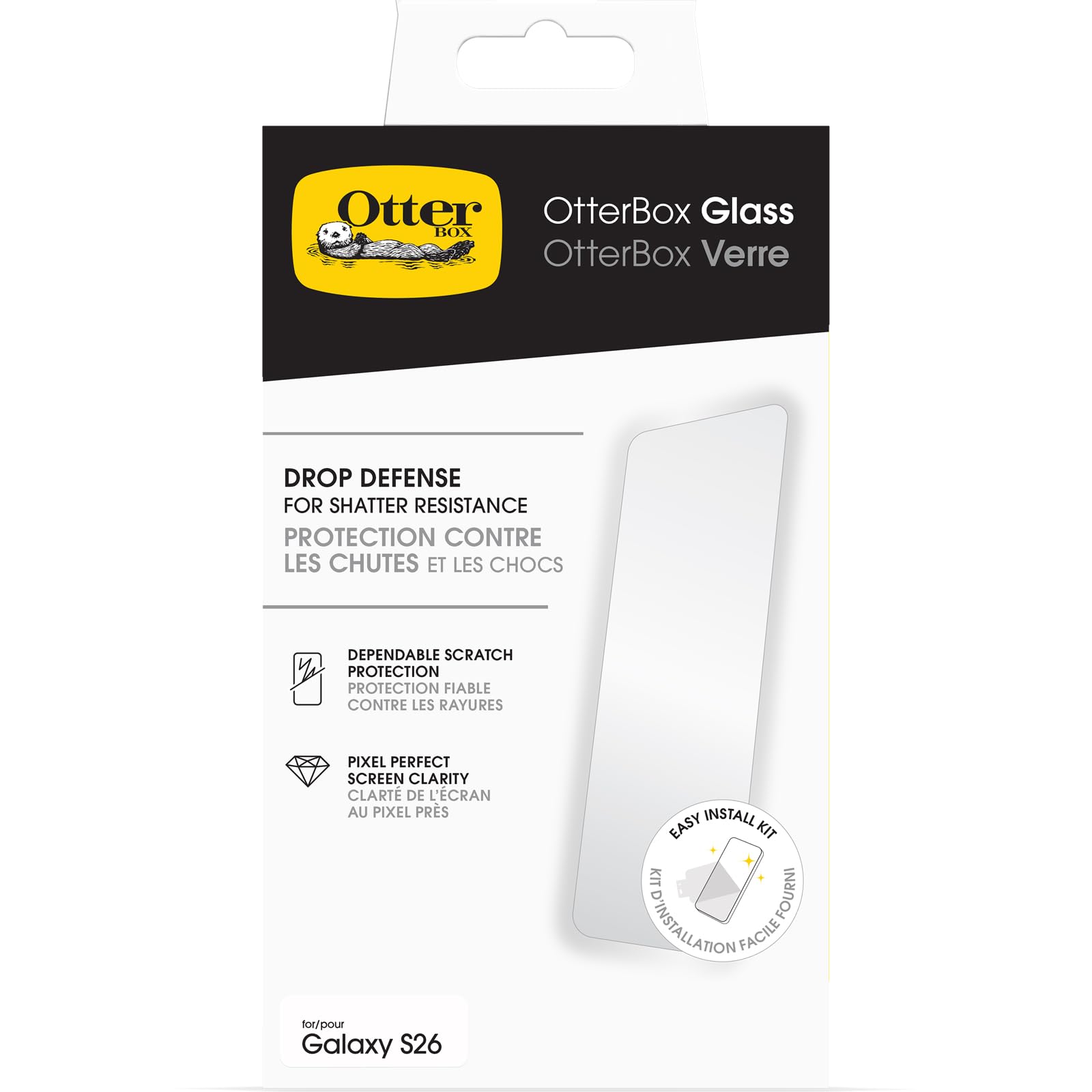 OtterBox Glass Screen Protector for Samsung Galaxy S26, 9H Hardness Tempered Glass, Scratch Protection, Drop Defense for Shatter Protection