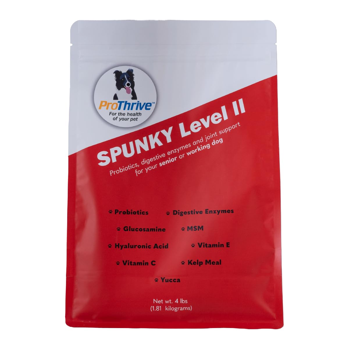 Spunky Level II Hip and Joint Supplement for Dogs, Glucosamine For Dogs With MSM, Dog Vitamins and Supplements Helps Digestion, Dog Joint Supplement - 4LB