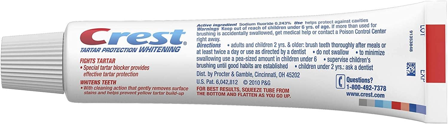 Crest Tartar Protection Whitening Cool Mint Paste Anticavity Toothpaste 8.2 Ounce Tube (Pack of 4)