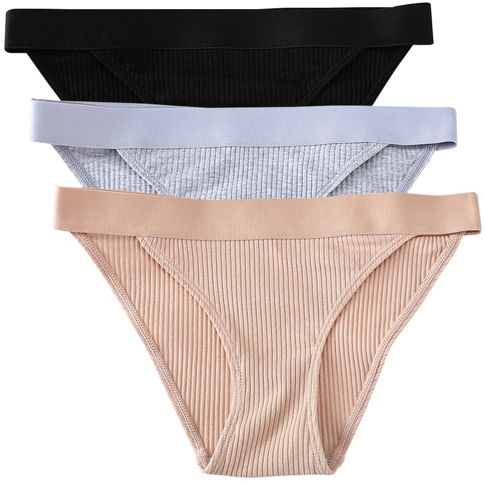 Dress Cici3 Pack Hot Bikini Cotton Cheeky Bikini Panties for Women Underwear