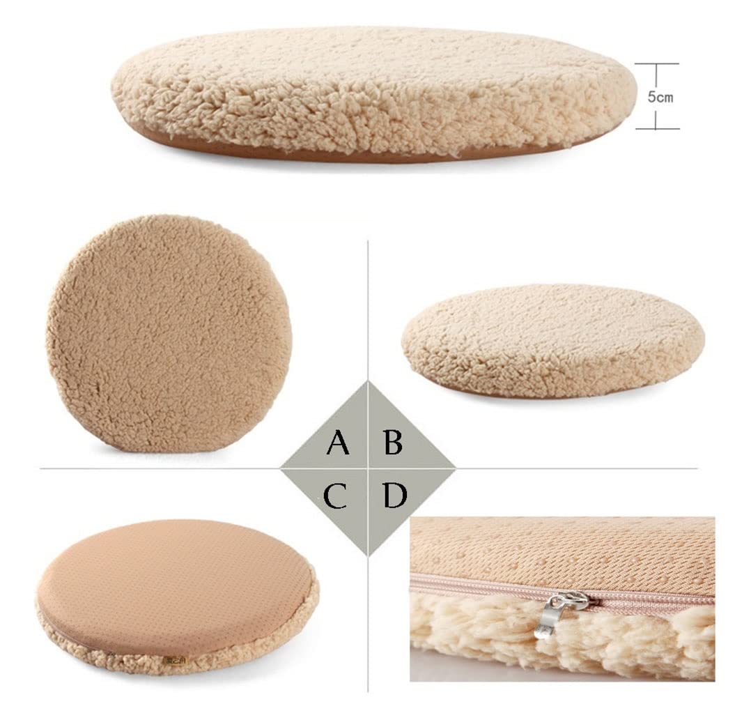 Lot de 2 coussins de chaise ronds en mousse à mémoire de forme doux et épais pour maison, jardin, terrasse, bureau ou voiture – 42 cm couleur camel