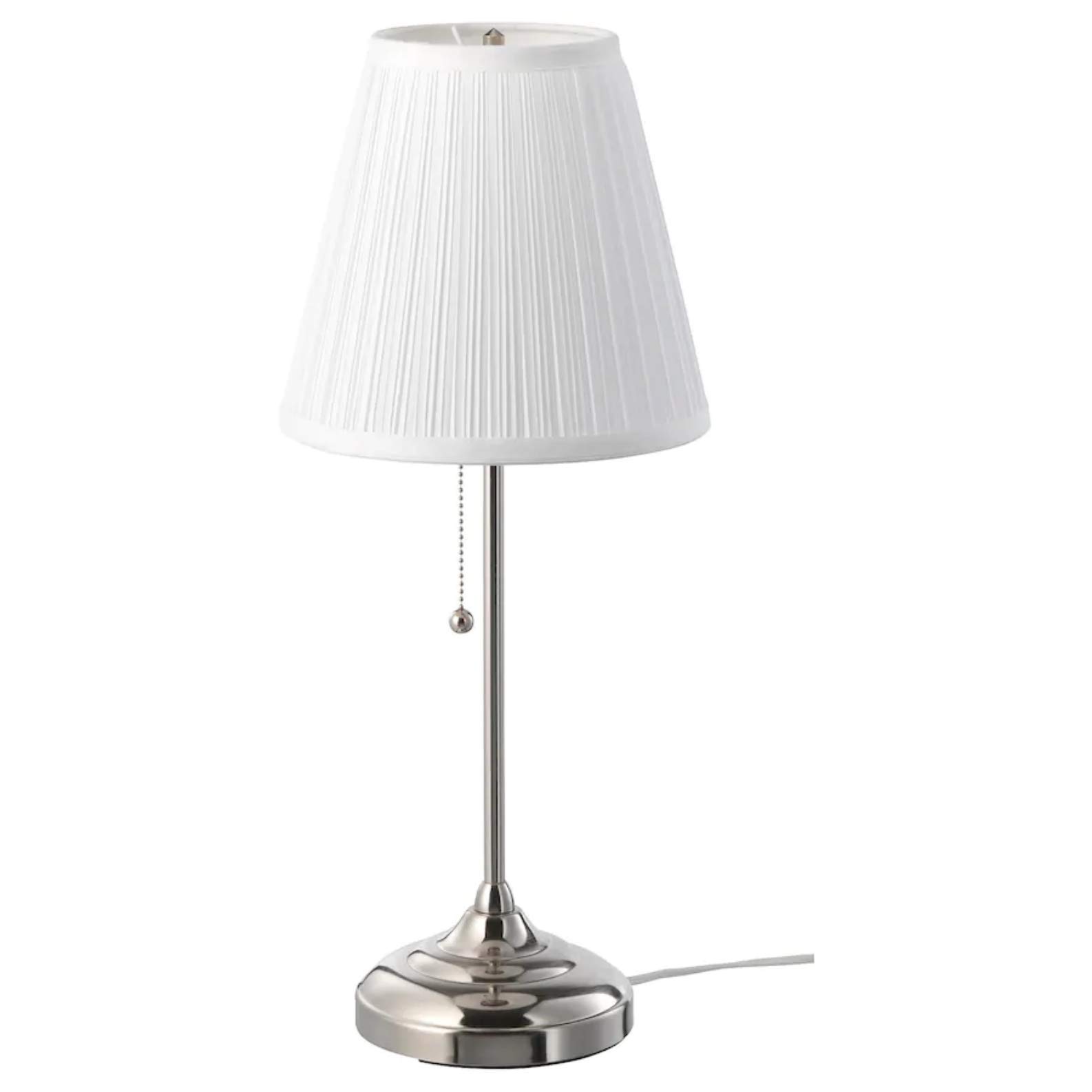Table lamp, nickel-plated, white