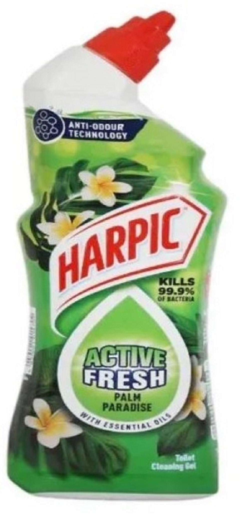 HarpicActive Fresh Palm Paradise Toilet Cleaning Gel| Infused with Essential Oils, Removes Stains and Limescale | Long Lasting Fragrance | 750 ml