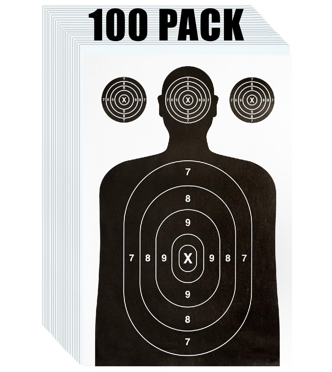 100 Pack Paper Shooting Target for Gun Range, Target Practice (Industry Standard Size 17 X 25 inch) Silhouette Paper for Handgun, Rifle, Pistol, Airgun, BB Gun, Pellet Gun, Crossbow, Arrow