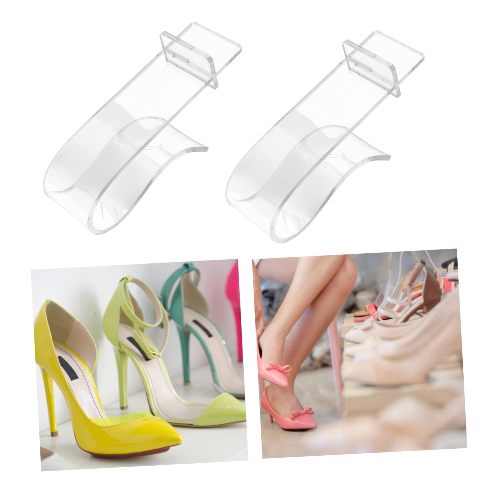 Cabilock 3pcs Acrylic Shoe Display Holder High Heel Stand for Fashion Shoes Transparent Rack for Home Store and Mall Sturdy Space Saving Design for Neat Organization