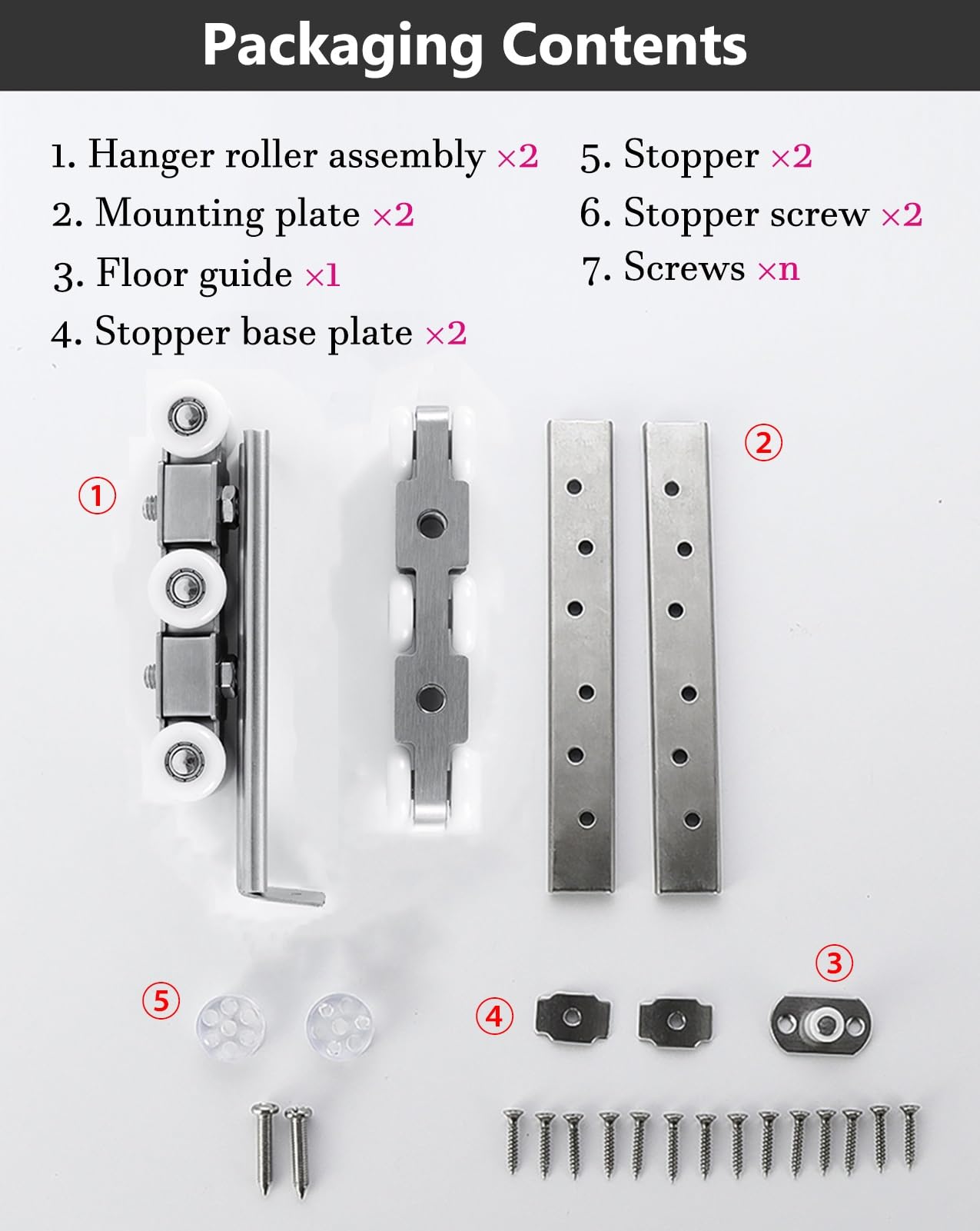 Kit Puerta Corredera Sistema Completo De Rieles Para Puertas Corredizas De Granero Montadas En El Techo, Kit De Herrajes Para Puertas Corredizas, Silver, 8ft/2.40m