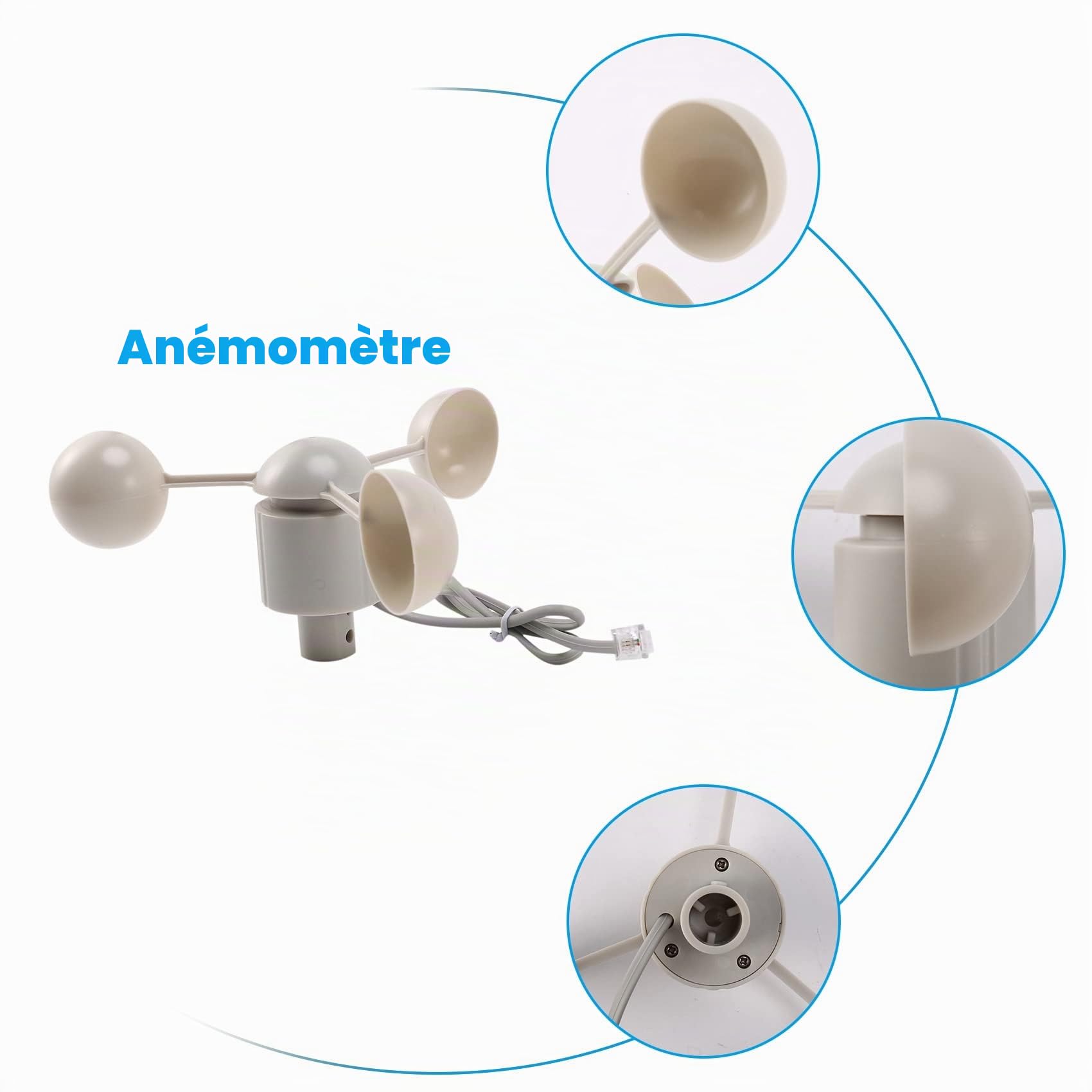 WH-SP-WS01 Anémomètre Outil de mesure de vitesse de capteur de vitesse de l'instrument météorologique Accessoires pour anémomètre