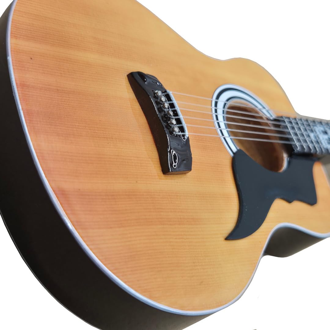 The King Acoustic Miniature Guitar Replica - Music Gifts - Handmade Ornamental 1/4 Scale - Includes a Display Box, Name Tag and Miniature Guitar Stand