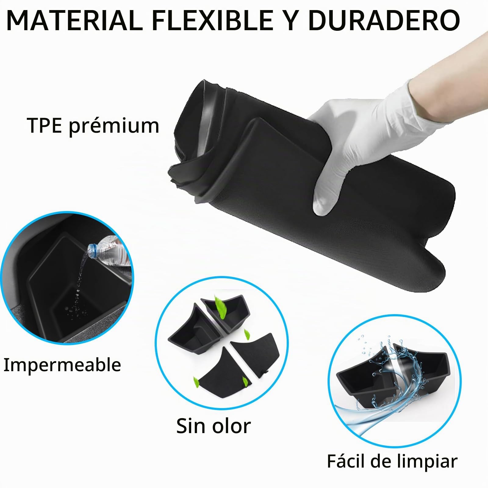 TOPABYTE Trasero Organizador de Maletero para Tesla Model 3 Highland 2025 2024 Caja de Almacenamiento de la Caja Lateral con Labio Alfombrado Highland Accesorios de Interior, 2 Pieza