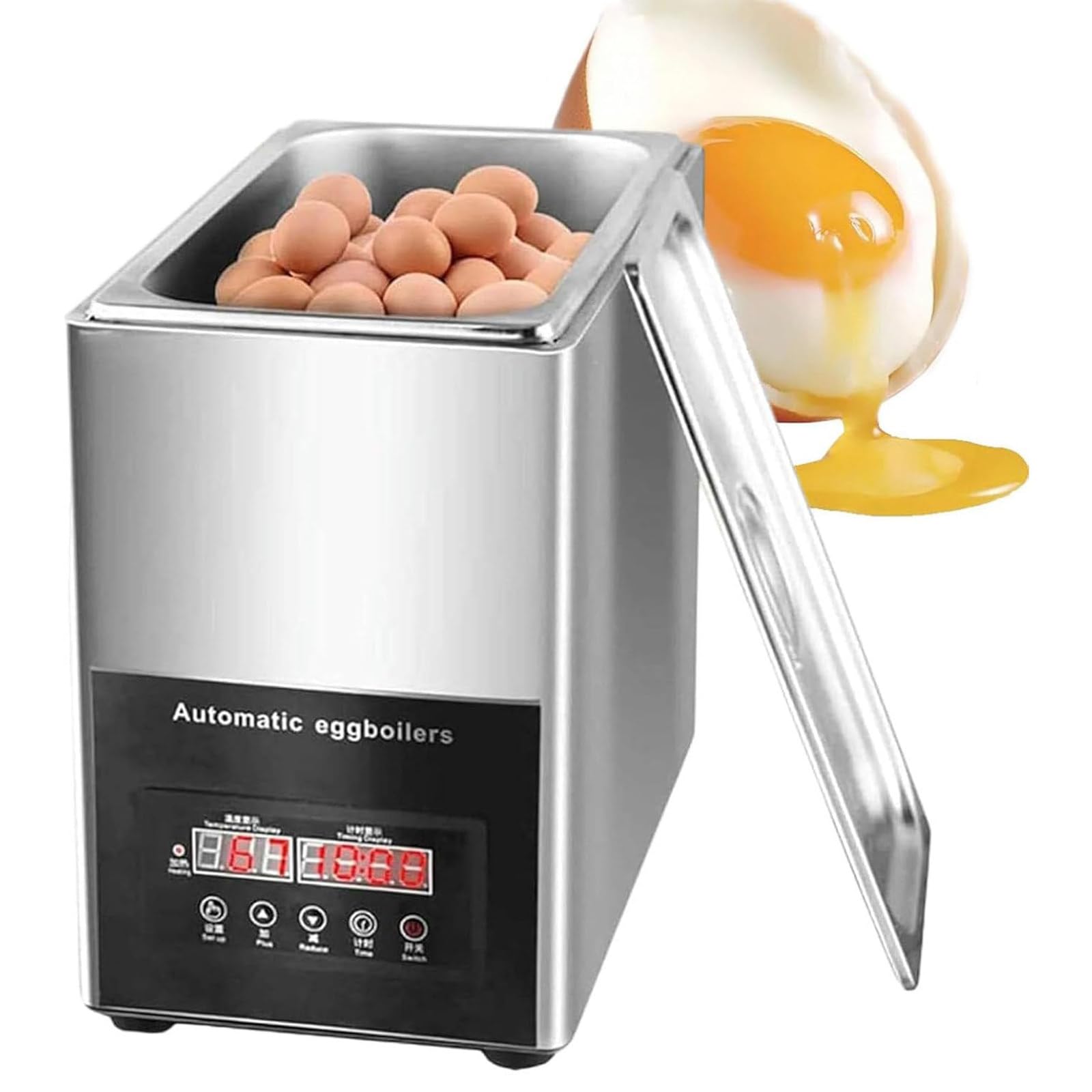 Eoweiot Commercial Egg Boiler 50-Egg Capacity,Automatic Cooker with Hot Spring Design, 30-90℃ Constant Heating for Snack Bars and Food Courts