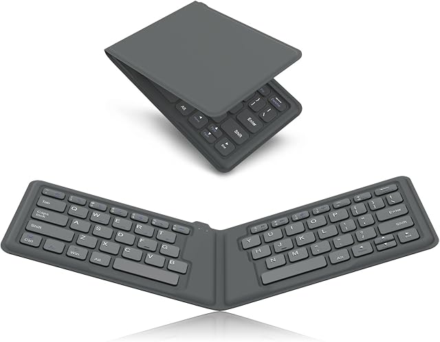 MoKo Foldable Bluetooth Keyboard, Ultra-Slim Portable Folding Wireless Keyboard Fit 2022 iPad 10.2(9th/8th/7th Generation), iPad Air 5th/4th Gen, iPhone 13/12, Fire HD, Fit iOS Android Windows Tablet