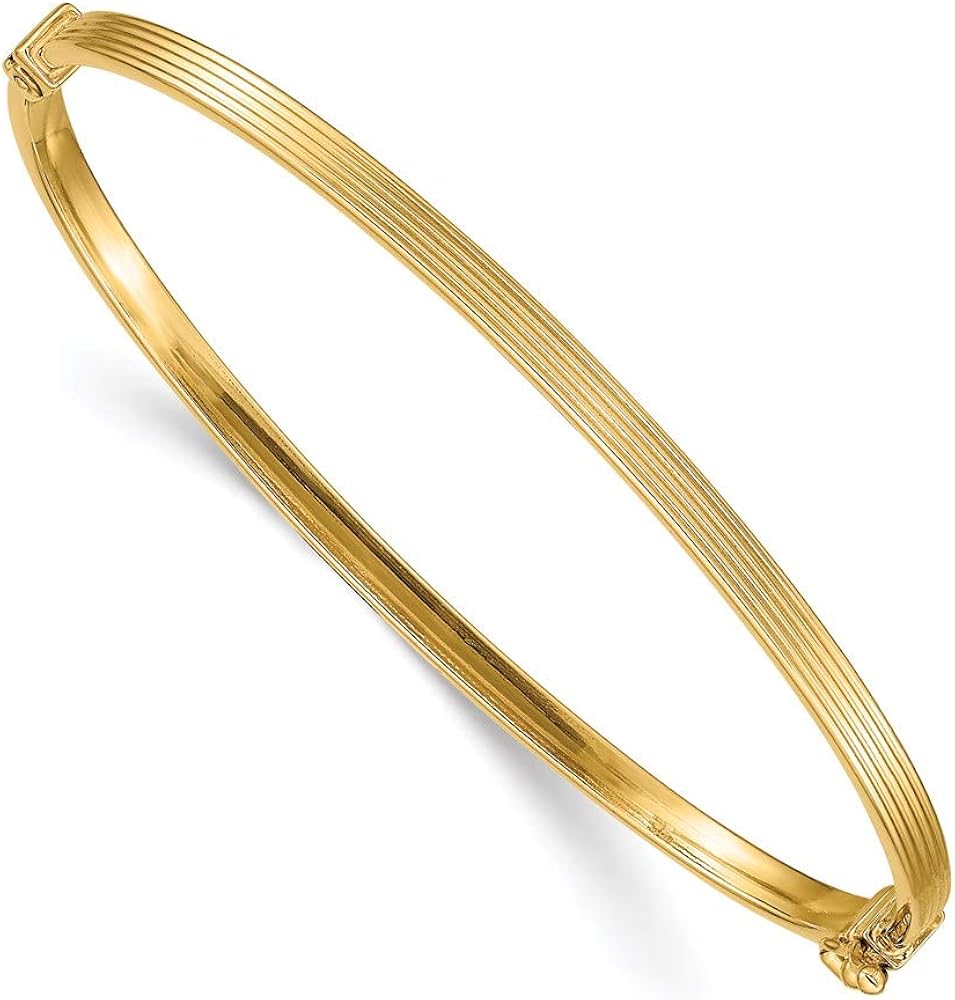 14k Yellow Gold Textured Hinged Bangle Bracelet Amazon.co.uk Fashion