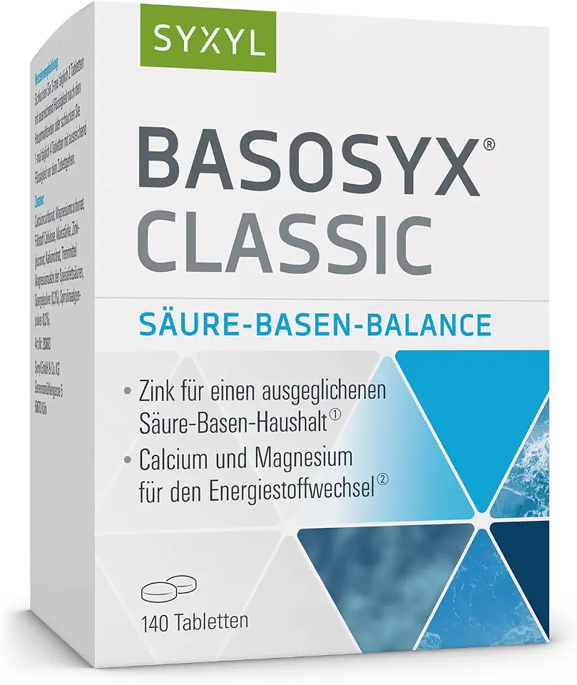 Azidose 3 SYXYL Basosyx Classic Tabletten/Nahrungsergänzungsmittel mit natriumfreien, basischen Mineralstoffverbindungen & Zink für einen ausgeglichenen Säure-Basen-Haushalt / 140 Tabletten im Blister