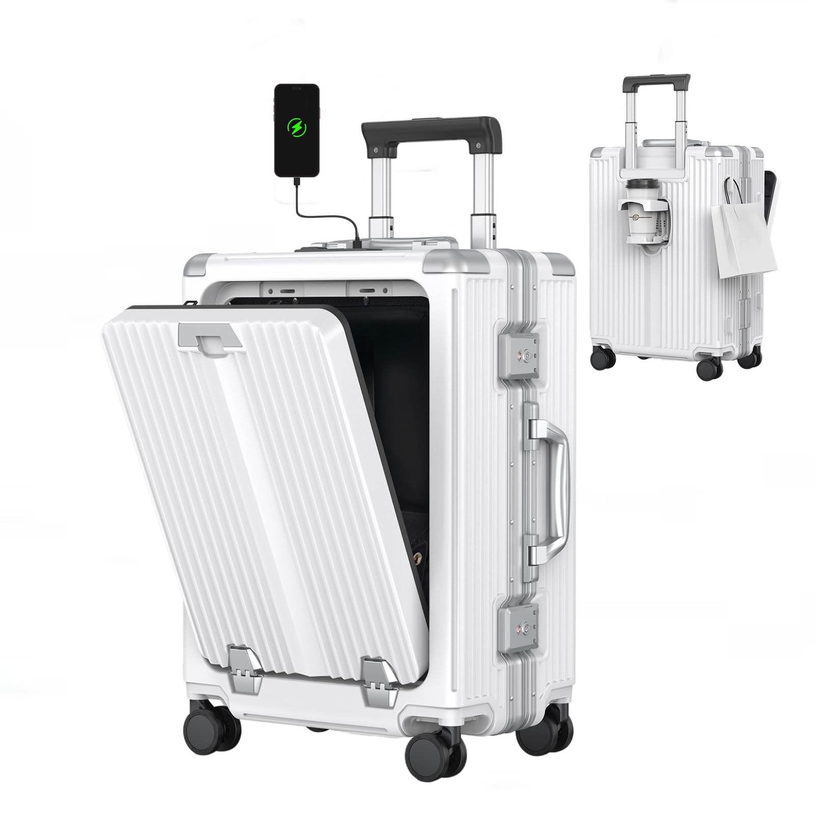 Carry On Luggage, 22x14x9 Airline Approved Aluminum Hard Shell Suitcase
