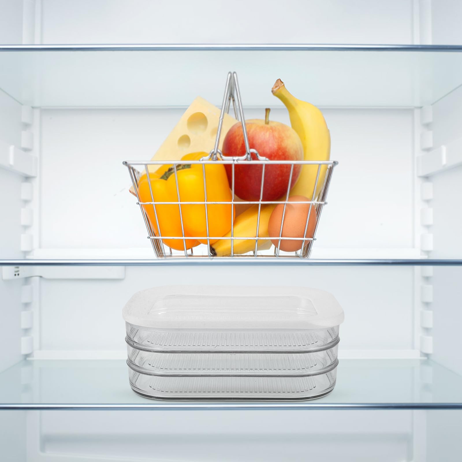 Caja Transparente para Conservar Alimentos Frescos y Organizados de Acrílico para Almacenamiento de Tocino y Queso Tapa Hermética en Frigorífico